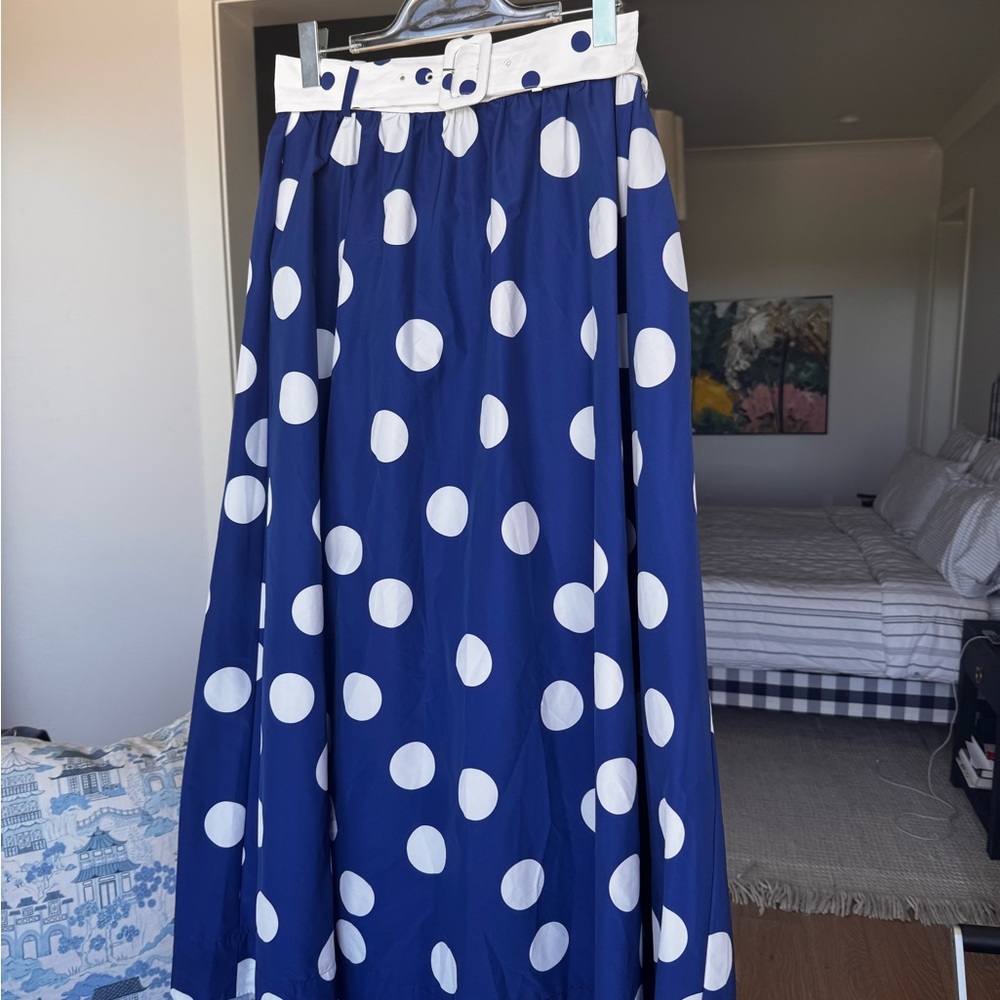 Jcrew Polka Dot Blue and White maxi Skirt and belt